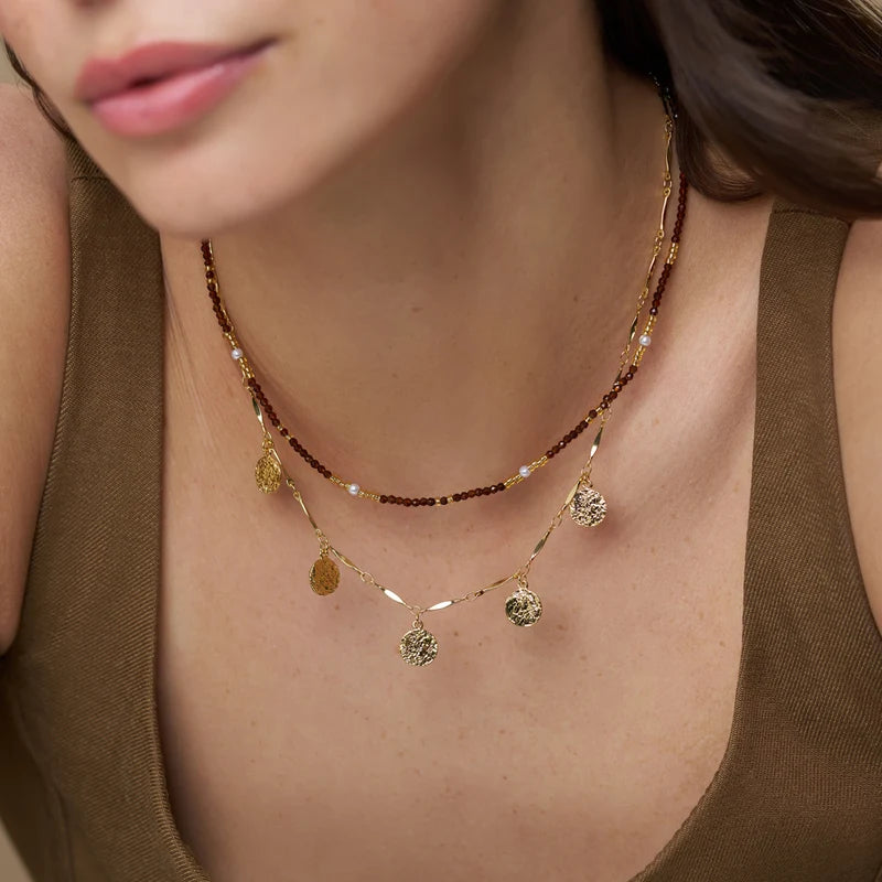 Fine Sunset Bead & Pearl Necklace