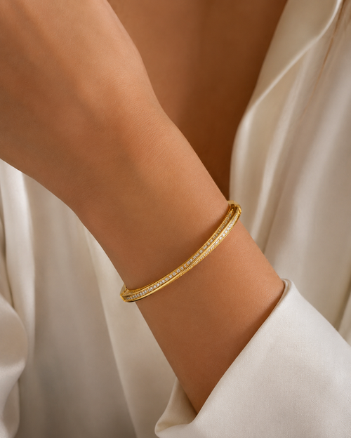 Golden Twist Bracelet with Crystals