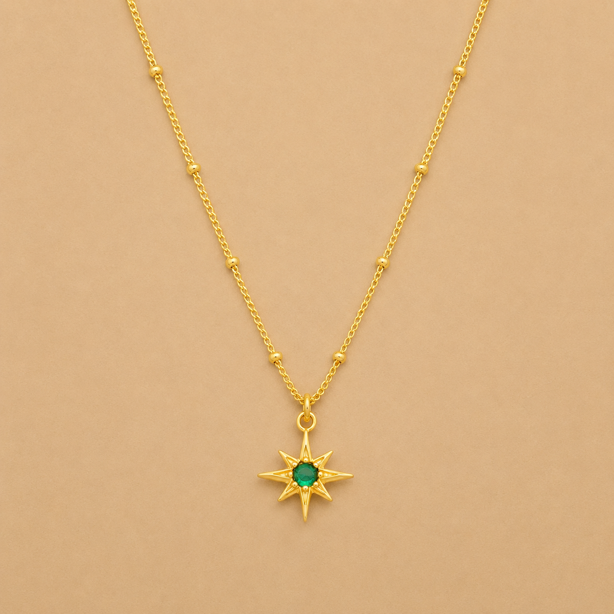 Emerald Star Charm Necklace