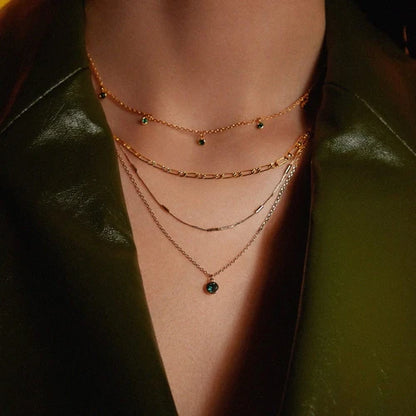 Emerald 3-Row Necklace  Crystals