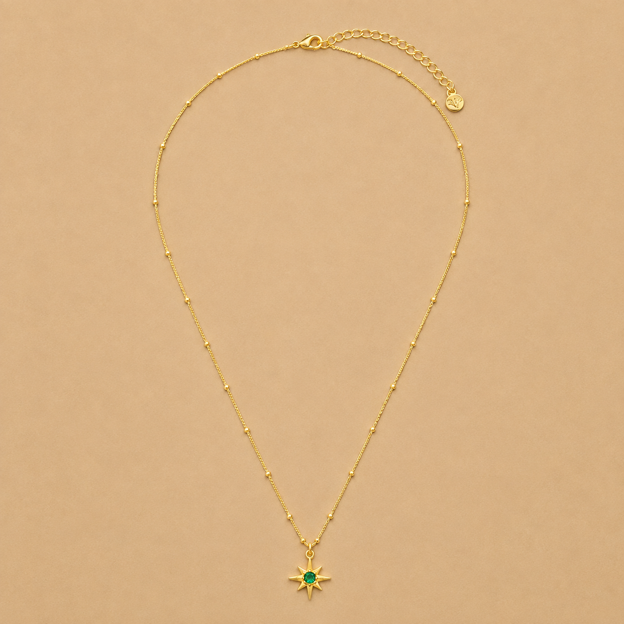 Emerald Star Charm Necklace