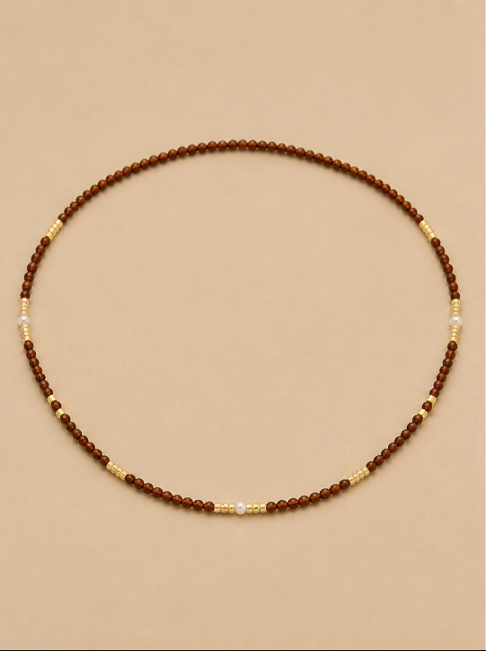Fine Sunset Bead & Pearl Necklace