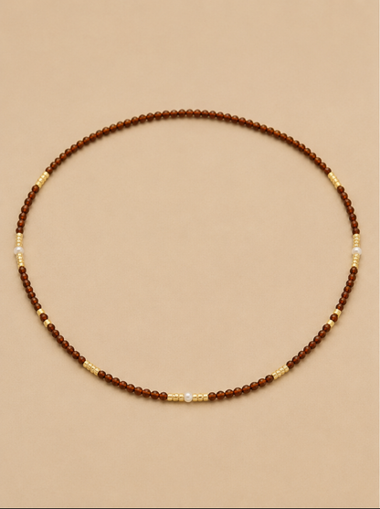 Fine Sunset Bead & Pearl Necklace