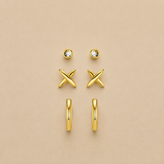 Cross & MIcro Hoop Pack Ear Stacking Set