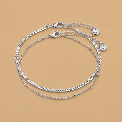 Satellite & Flat Curb Bracelet Duo