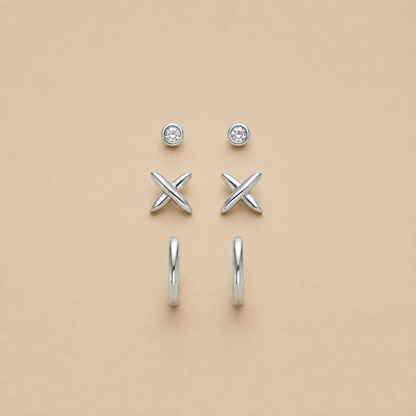 Cross & MIcro Hoop Pack Ear Stacking Set