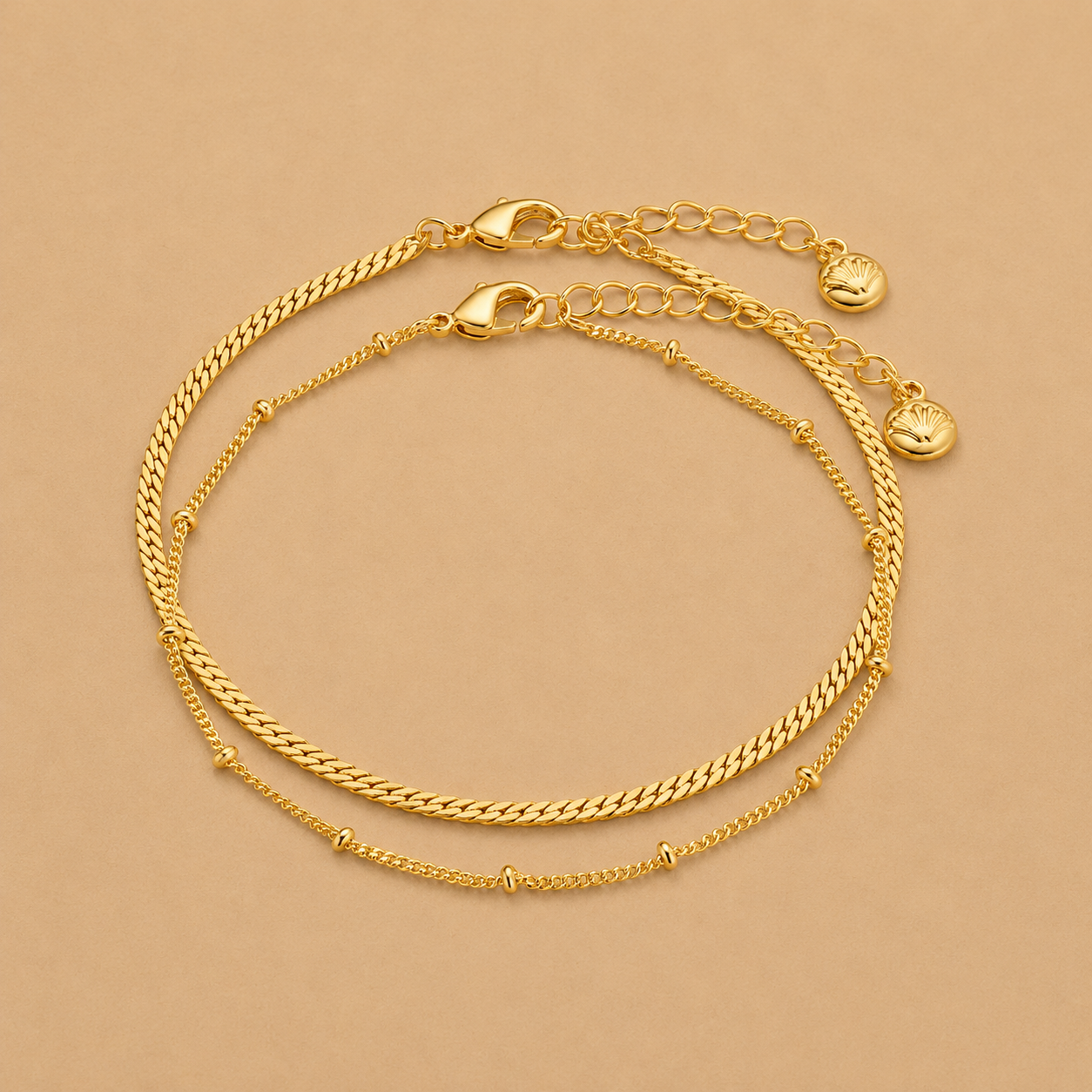 Satellite & Flat Curb Bracelet Duo