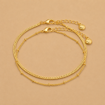 Satellite & Flat Curb Bracelet Duo