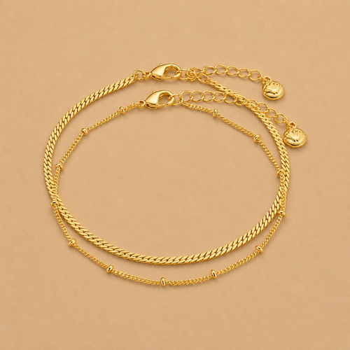 Satellite & Flat Curb Bracelet Duo