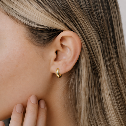 MIni Domed Clean Huggie Hoop Earrings
