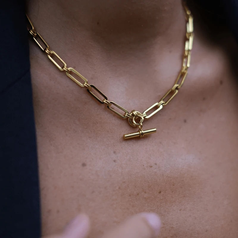Linear Link T-Bar Necklace