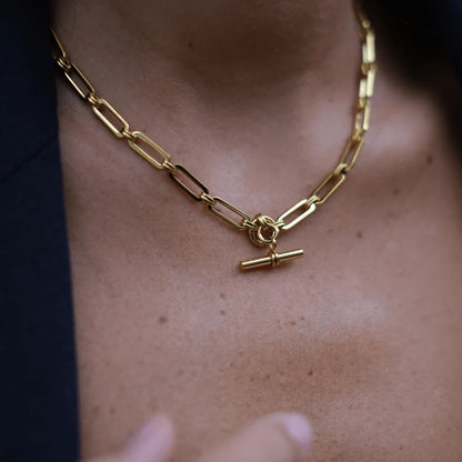 Linear Link T-Bar Necklace