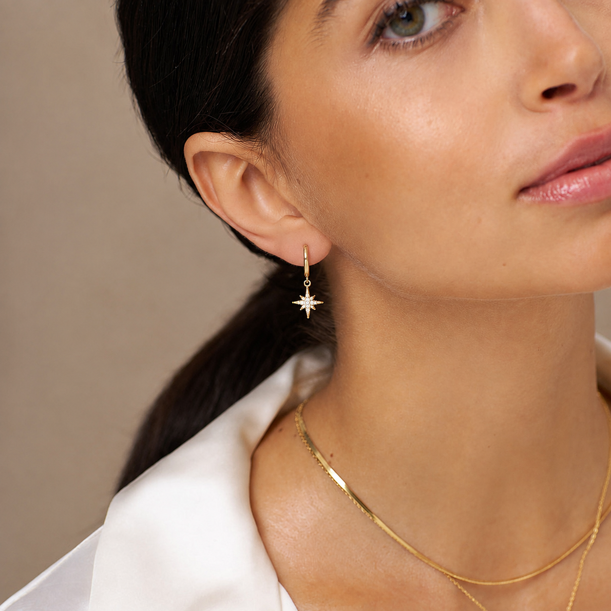 Starburst Huggie Hoop Earrings
